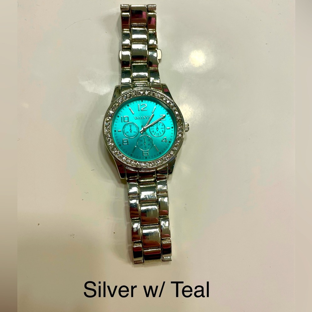 Silver Watch with Teal